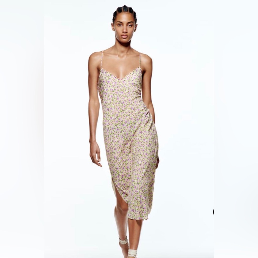 Zara floral print slip dress M
